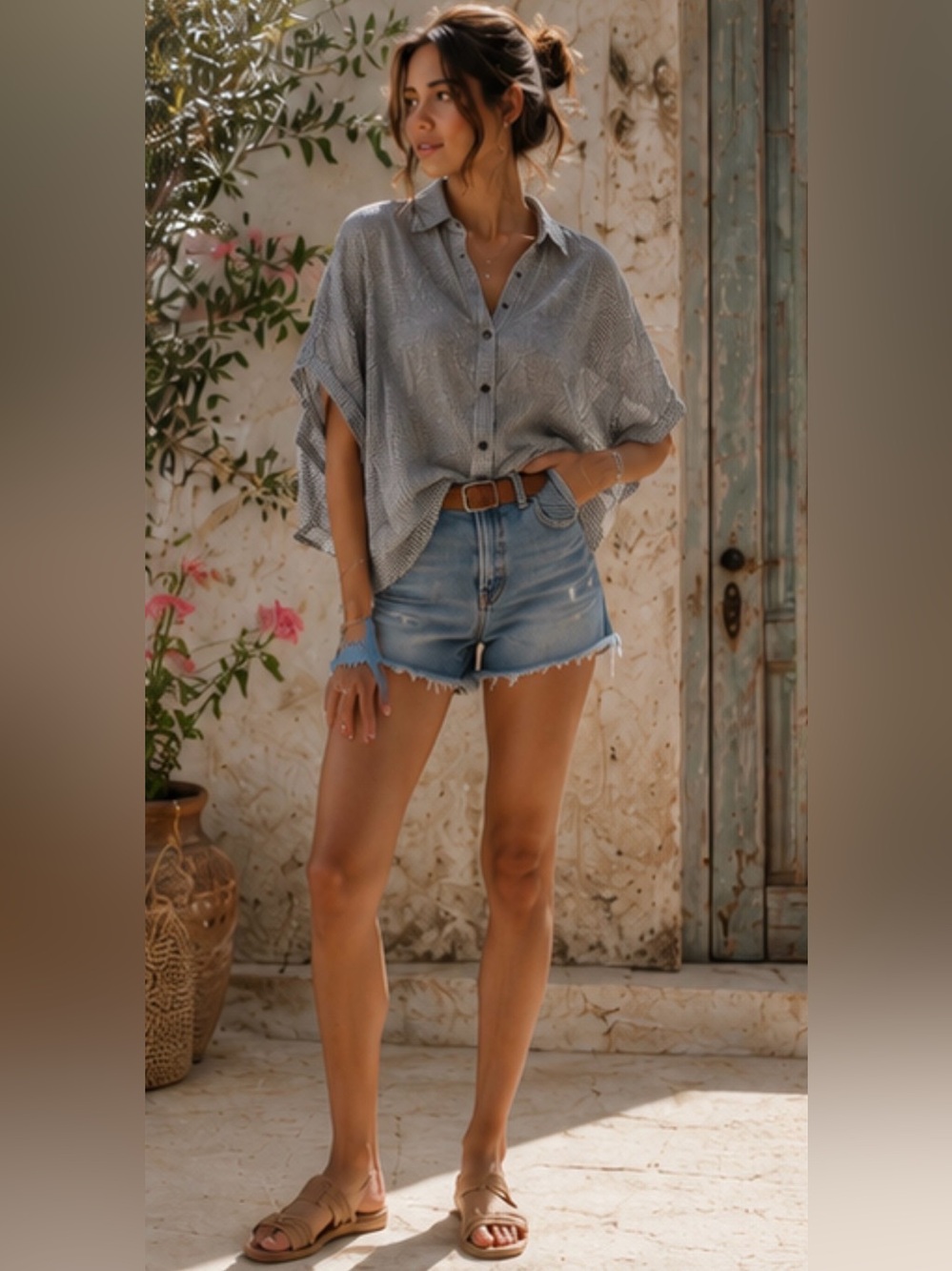 Oversized Gingham Cotton Button Front Shirt | Size Small | NWOT